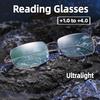 Men'S Square Frame High-Definition Presbyopia Glasses Women'S Fashion Metal Frame Ultra-Light Anti-Blue Light Reading Glasses