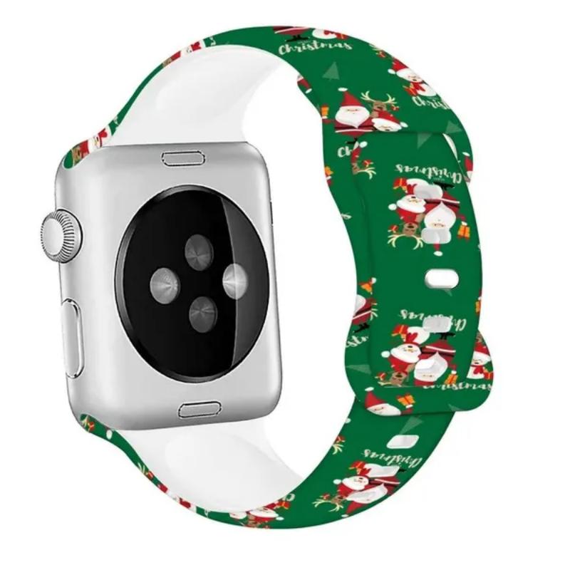 Silicone Christmas Strap for Apple Watch Bands 44mm 40mm 49mm 41mm 45mm 42mm Printed Bracelet Iwatch Series 9 8 7 6 3 5 Ultra 2