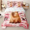 Cartoon Capybara Print Duvet Cover Set, Microfiber Comforter Cover Hidden Zipper, Hidden Zipper, All Season, Machine Washable