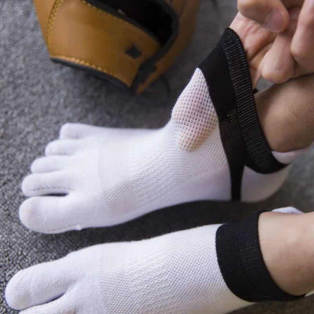 Patchwork Five Finger Sports Socks Cotton Running Hosiery Men's Five Toe Socks  Spring/Summer