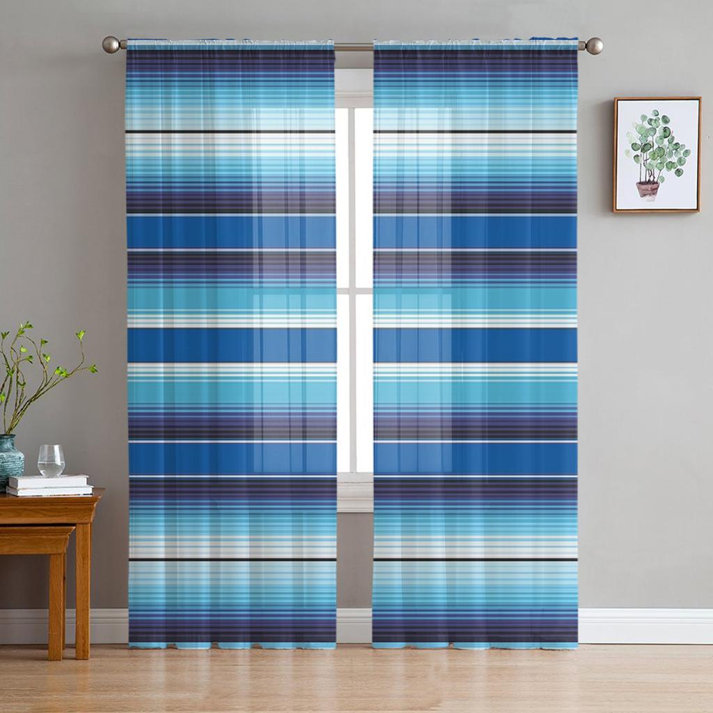 Luxusní Průsvitné Závěsy Duhové Barvy Vlnité Jasné Závěsy do Kuchyně Ložnice Obývacího Pokoje Pracovny Francouzské Okno Šifonové Závěsy