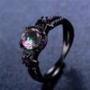 ZHIXUN New Purple Cubic Zirconia Black Ring for Women Retro Gorgeous Engagement Party Design Jewelry Accessories Ladies Gifts