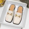 Fashion Cover Toe Loafers Shoes Woman 2025 Female Slippers Mules Sexy Big Size Square New Flat Slides Shoes Woman 2025 Female Mule Loafe