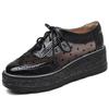 Fashion Summer Crepers Air Mesh Polka Dot Brogue Shoes Women Breathable Loafers Wedges Lace Up Carved Pattern Bullock Flats Woman 2025