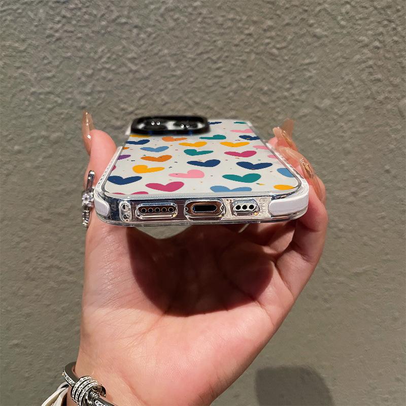 Fashion ins wind tpu transparent mobile phone case apple 16promax color love iphone17 soft case protective case