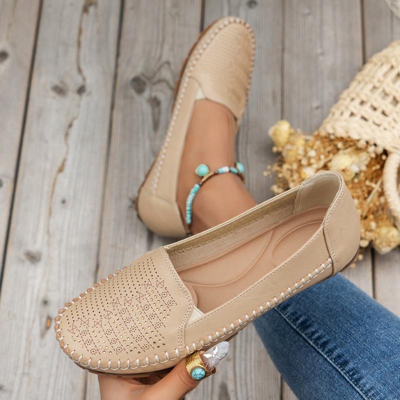 E-commerce solid color retro women flat bottom trend comfortable low heel