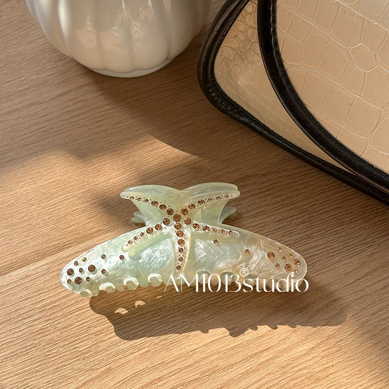 

Am1013 Original Diamond-Embedded Fashion Acetate Grip Starfish Mint Wave - Sea Star(About 12*4.5cm)