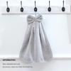 Coral Fleece Hanging Hand Towel with Star Bow for Bathroom or Kitchen