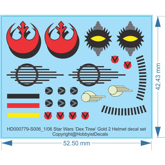 Star Wars ‘Dex Tiree’ Gold 2 Helmet decal set
