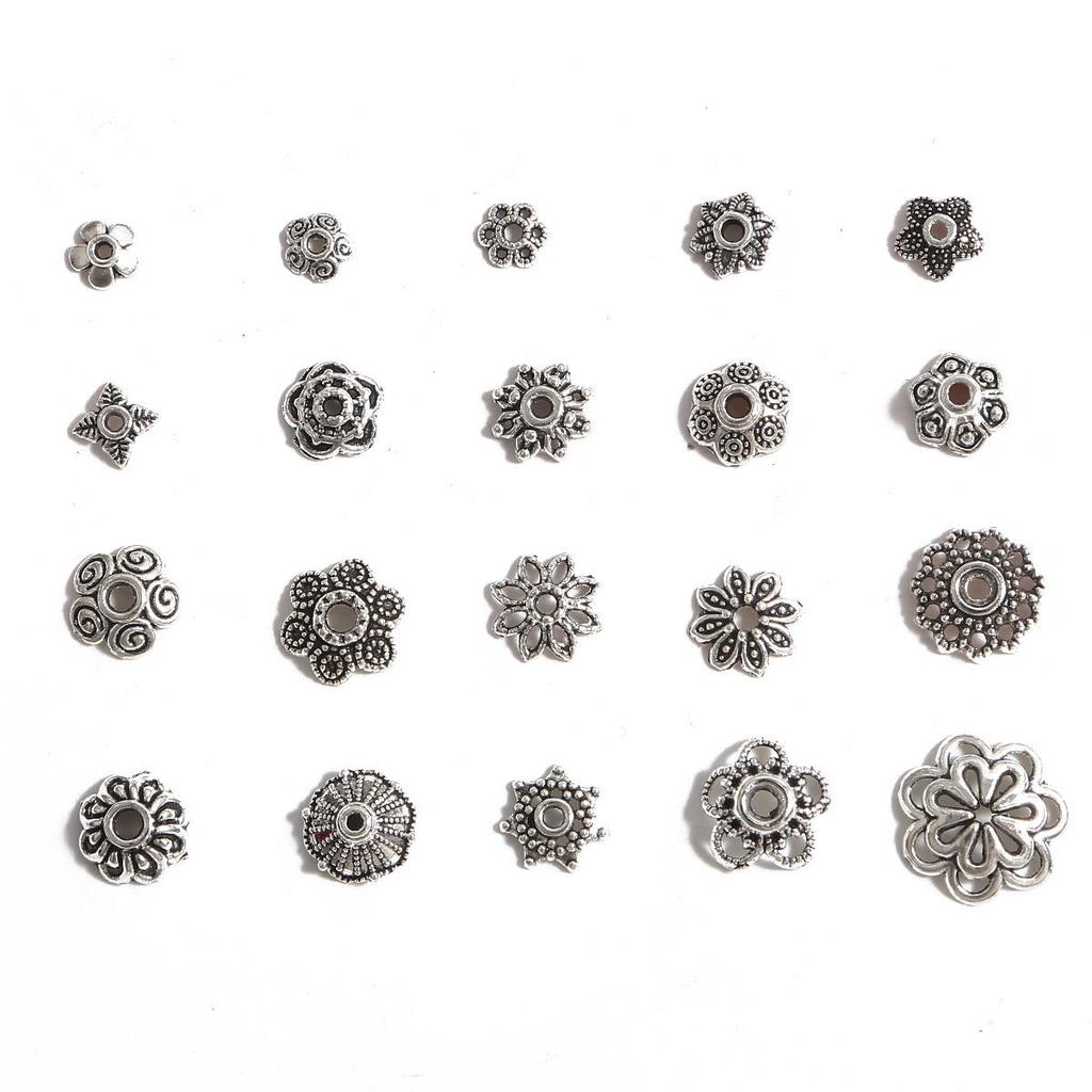 Handmade Antique Silver Flower Spacer Beads for DIY Bracelets & Hair Accessories
