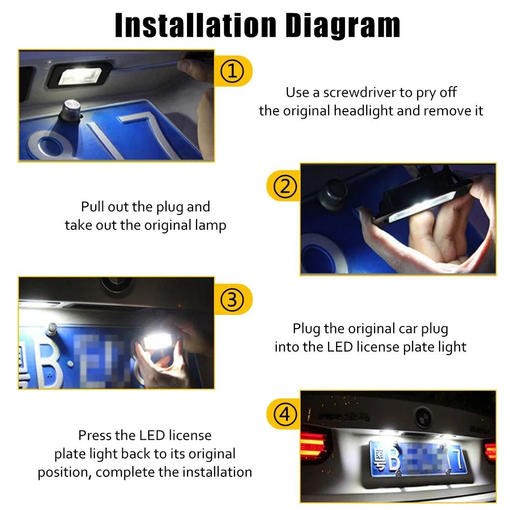 For Ford Focus 2 ST 225 C Max 2003 2004 2005 2006 2007 2008 2MK2 2PCS Car LED Number License Plate Light Lamps Lighting Upgrade