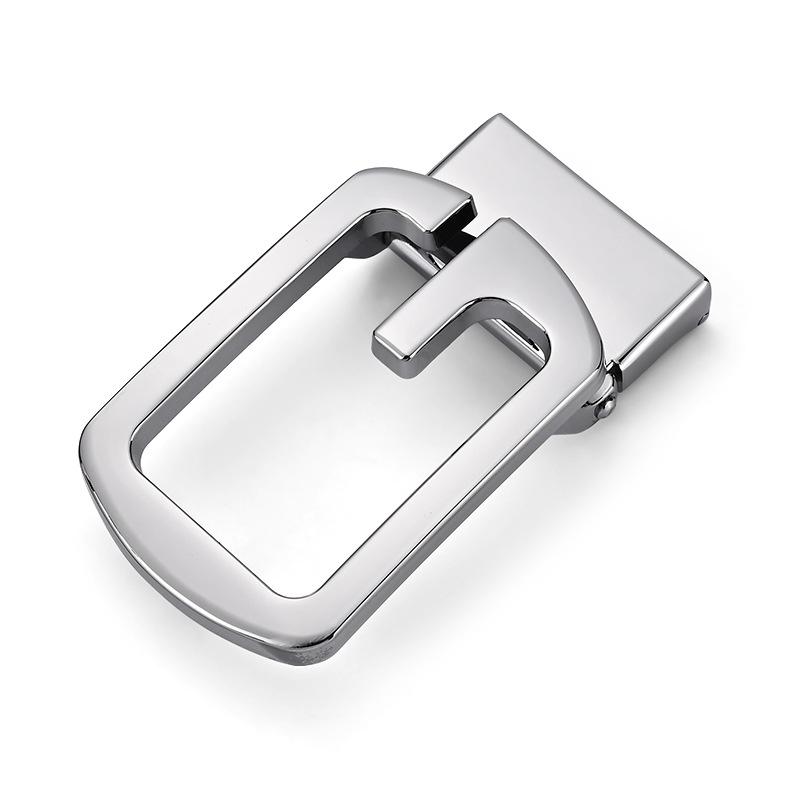 Men's Casual Leather Belt with Smooth Alloy G Buckle & Hole Punch Design