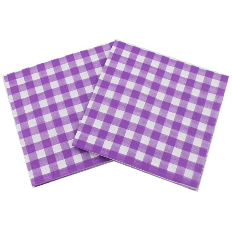 20Pcs/Pack 33x33cm Disposable Plaid Printed Table Dinner Tissue Napkins Paper Tableware For Event Party Decoration