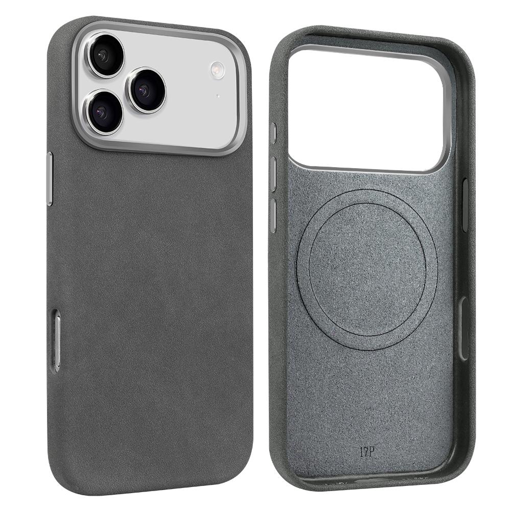 Suede Phone Case for iPhone 17 pro with Magnetic Wireless Charging Anti-Drop Cover Compatible with iPhone 17 16 15 pro Max iPhone 16 Pro серый