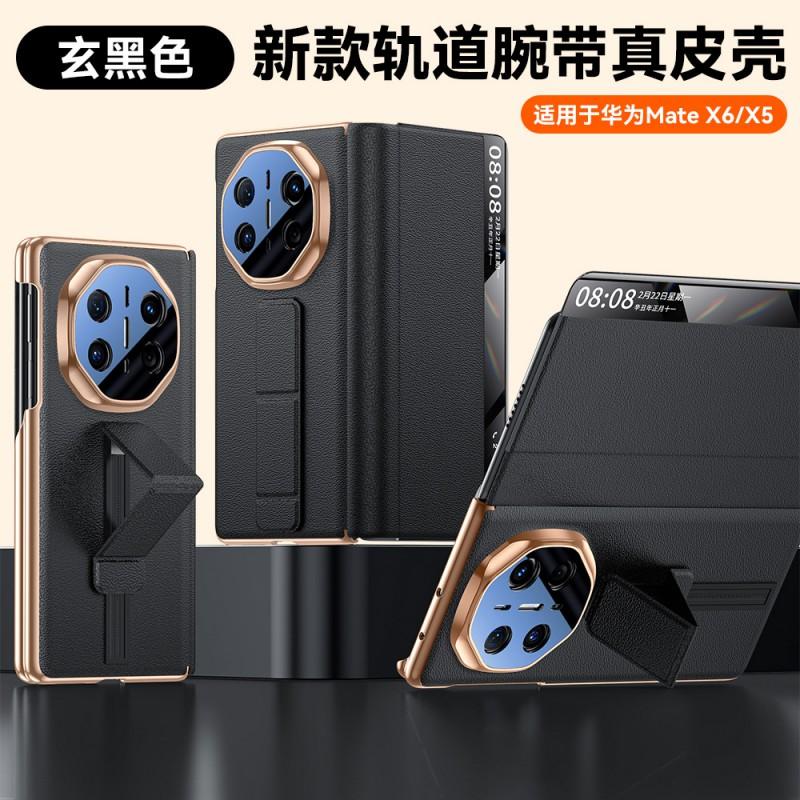Premium Leather Smart View Case With Dual Hinge Strap Mate X5 X6 Foldable Phone Shockproof Heat Dissipation