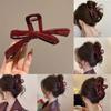 Women Large Dark Red Color Hair Claws Barrettes Hairpins Plastic Ponytail Hair Clips Girls Senior Hair Shark Clip Accessories