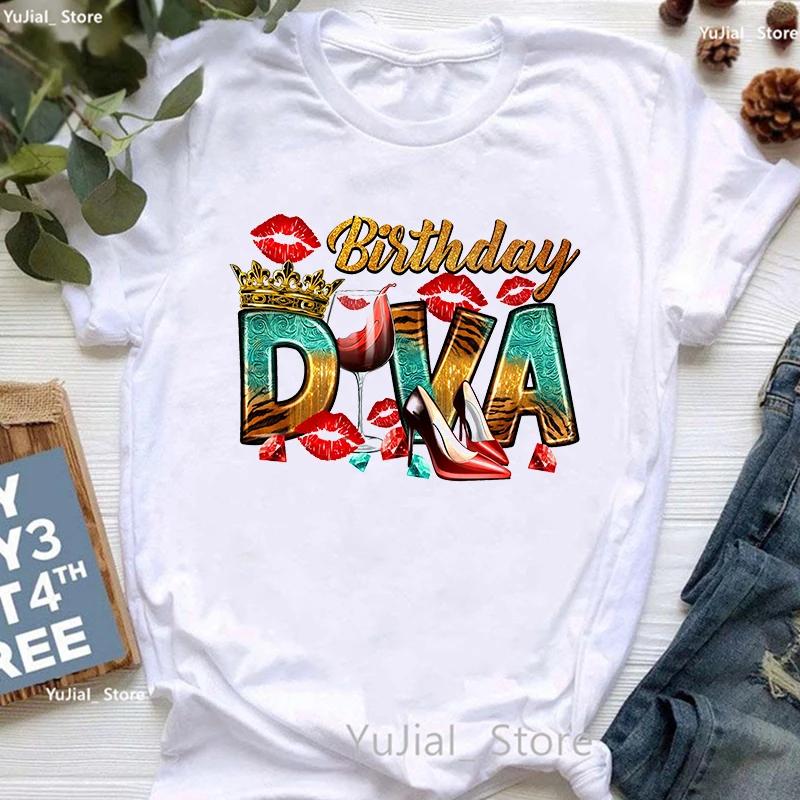 Watercolor Birthday Queen Butterfly Printed T Shirt Unisex Birthday Gift Tshirt Female Cool Summer Tops Tee Shirt Femme