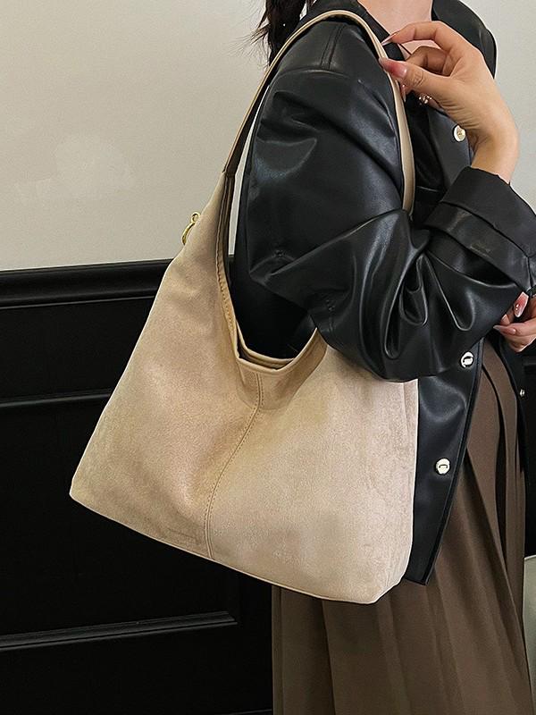 2025 Herbst Damen Retro Wildleder Tragetasche: Große Kapazität & Exquisite Modische Umhängetasche