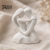 Romantic Couple Sculpture 3D Printed Hugging Heart-Shaped Sculpture, Embrace Figurine with Matte White Finish, Modern Minimalist Decor Tabletop