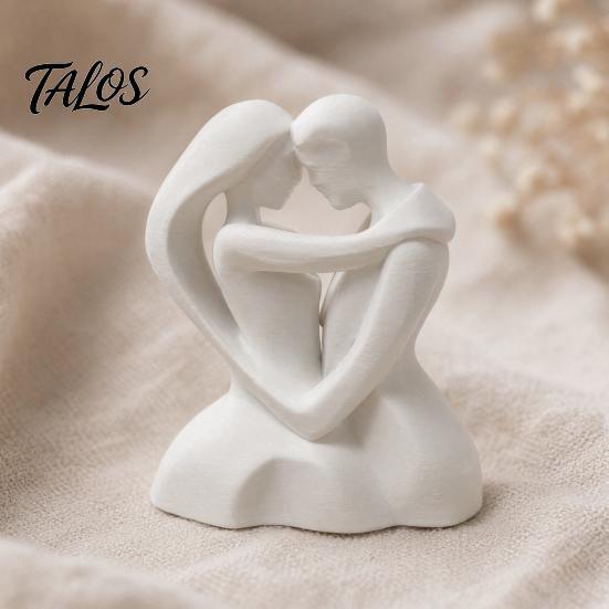 Romantic Couple Sculpture 3D Printed Hugging Heart-Shaped Sculpture, Embrace Figurine with Matte White Finish, Modern Minimalist Decor Tabletop
