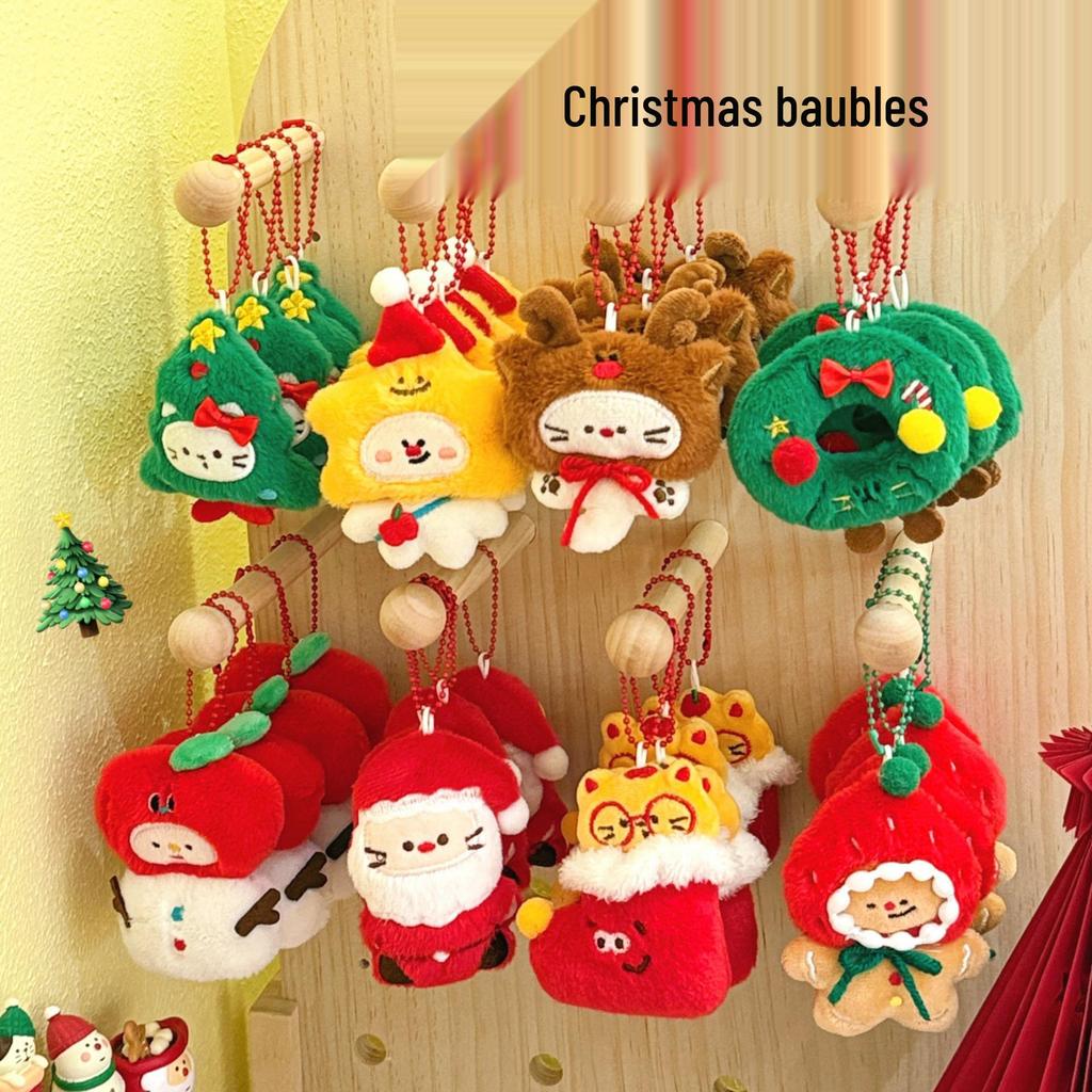 Tengyi Christmas Plush Doll Pendant - Cute Ornament & Versatile Keychain for Girls' Bags