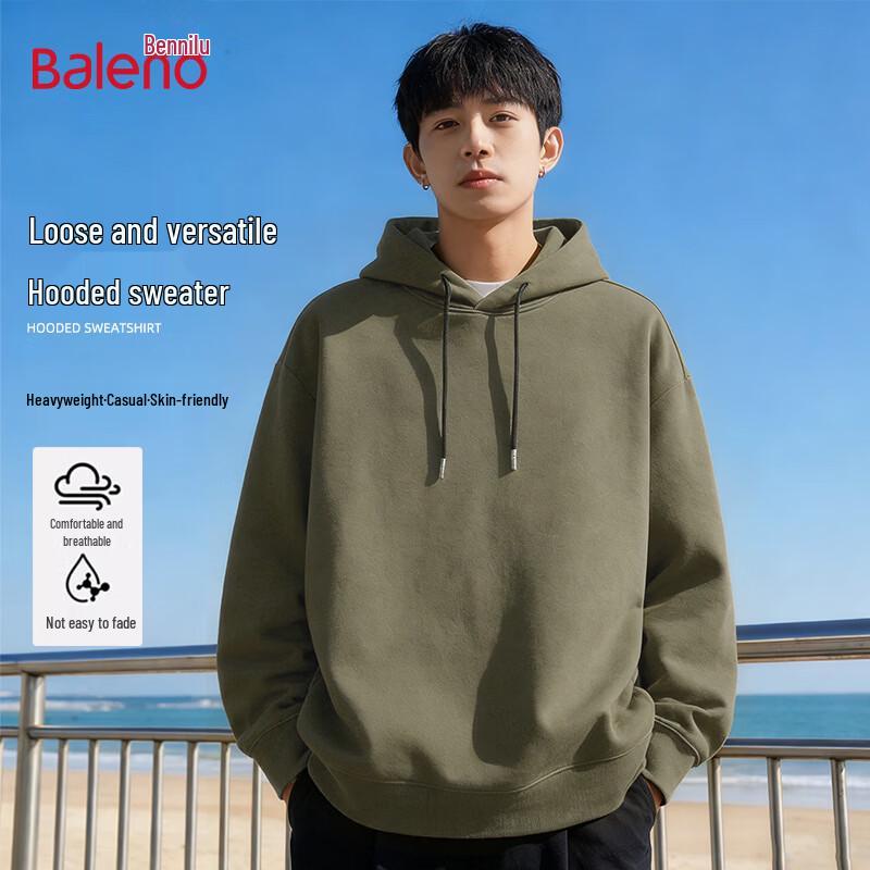Baleno Men's Solid Color Hooded Oversize Sweatshirt