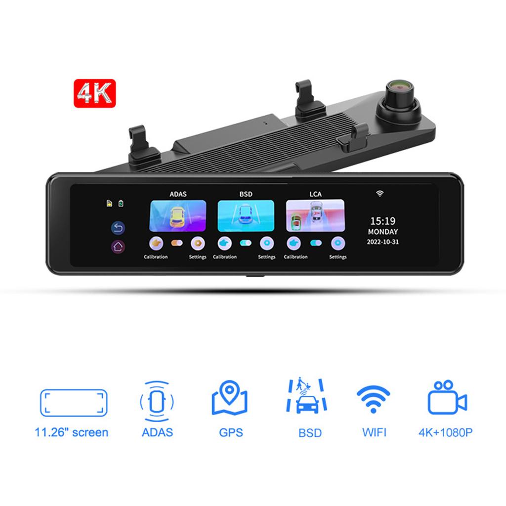 11.26 Inch 4K IPS Driving Recorder HD Car Recorder with BSD\ADAS\LCA Advanced Assisted Driving