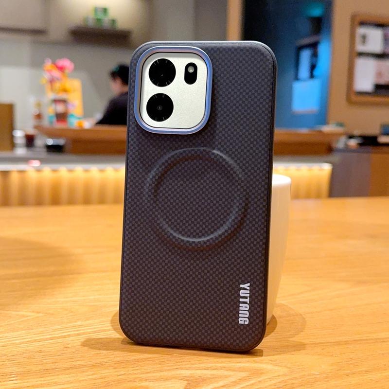 Voor OnePlus Turbo 6 6V Hoesje Magnetische Koolstofvezel Textuur PU Leer Cover Met Metalen Knop voor One Plus Turbo6
