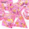 7 stk Rosa Gylne Tall Flytende Sand Skarpe Kanter Terninger Polyedriske Terninger Egnet for RPG Brettspill