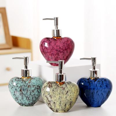 300ml Yaobian Love Soap Dispenser Bathroom Ceramic Lotion Dispenser Hand Wash Shampoo Bath Gel Bottled Separately Dispenser