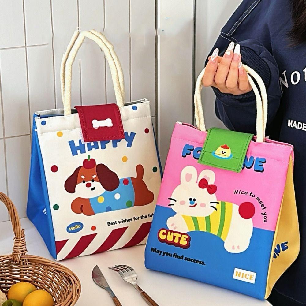 Waterproof Cartoon Thermal Tote With Handle Insulated Storage Pouch Cute Lunch Box Bag Picnic