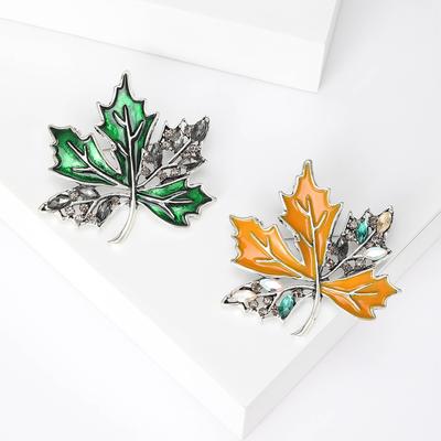 Giappone E Corea Del Sud Spilla Semplice E Squisita Foglia D'Acero Incrostata Di Diamanti Accessori Di Abbigliamento Alla Moda Trendy Spilla Lega Pianta Foglia Corsage