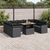 VidaXL Garden Lounge Set 10 Pcs with Cushions Black Wicker, Outdoor Sofa Set, Patio Furniture Set, 3327079