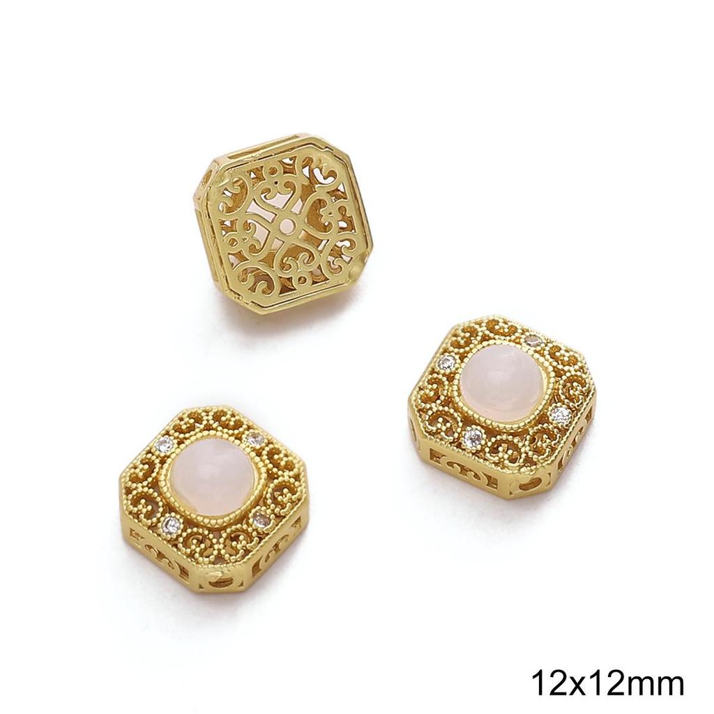 Handmade Copper Gold Spacer Beads: Zircon Jade Loose Gemstones for DIY Necklaces, Bracelets, Jewelry, and Pendant Accessories