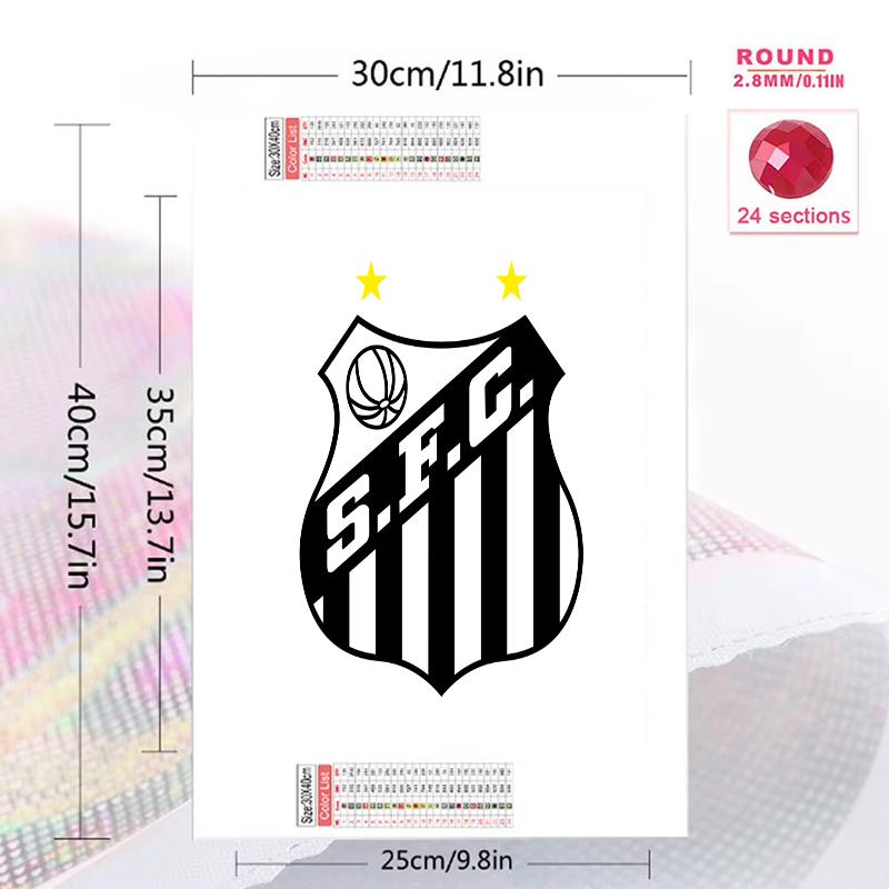 Santos FC Pattern 3pcs 100% Round Full Drill 5D DIY Diamond Painting Embroidery Cross Stitch Rhinestone Décor