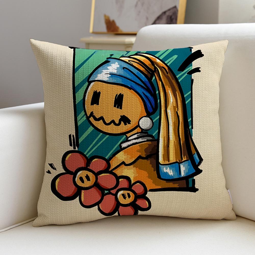 Cool mmoss tattooS Cushion Cover Breathable and skinfriendly linen pillowcase square removable and washable cushion