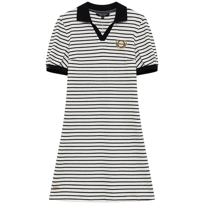 Teenie Weenie Women's Striped Knit Polo A-Line Dress