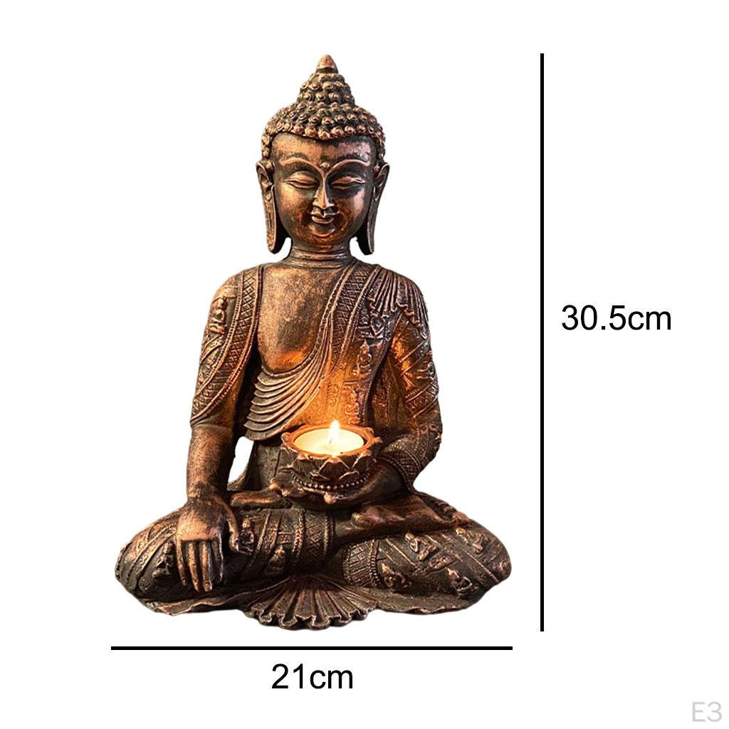 Buddha Holder Tabletop Tealight Decor Statues Collectible Figurines for Relaxing Gift