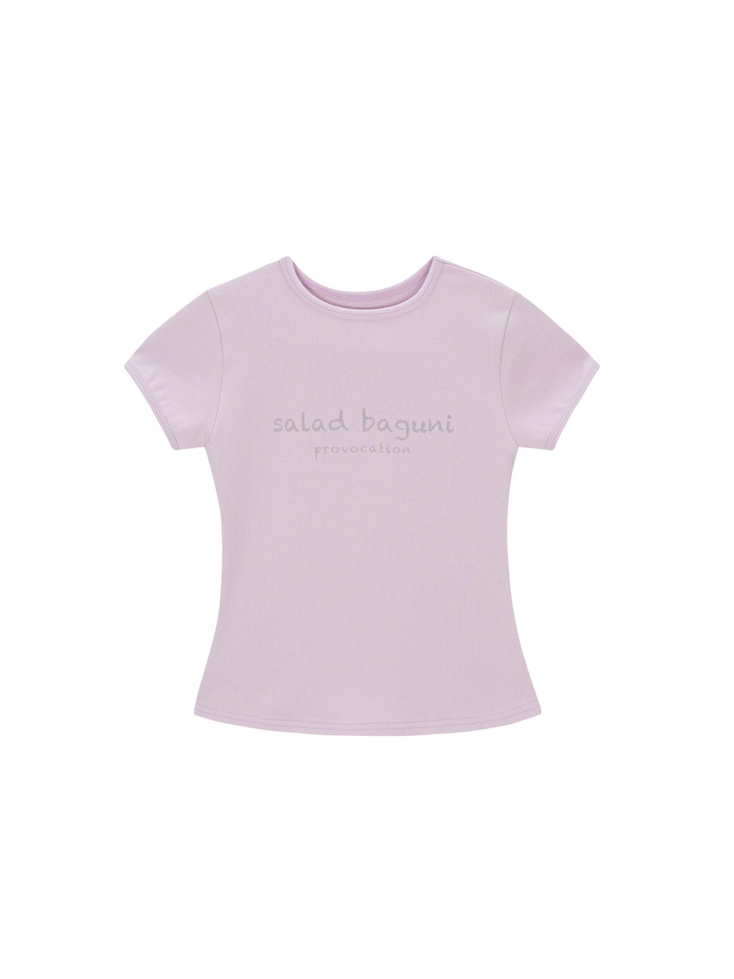 Salad Basket Provocation Lettering Ribbed Tee - Pink Free