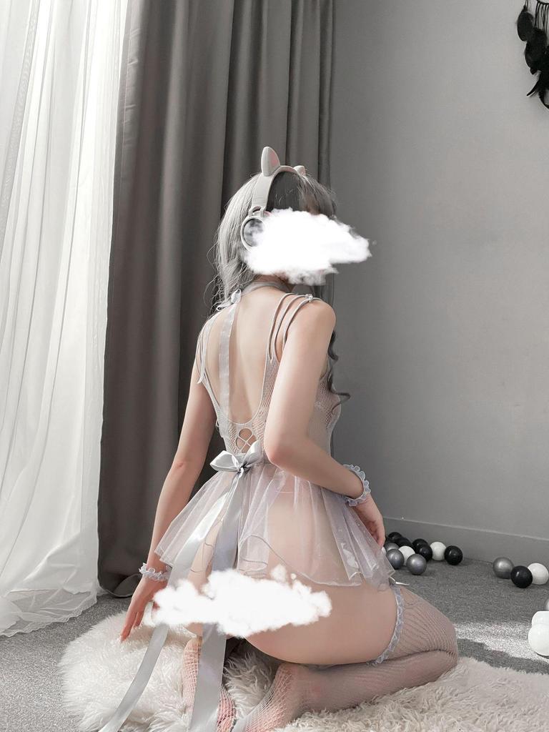 Sheer Fairy Lingerie Set: Mesh Skirt & Cute Bodysuit for Women