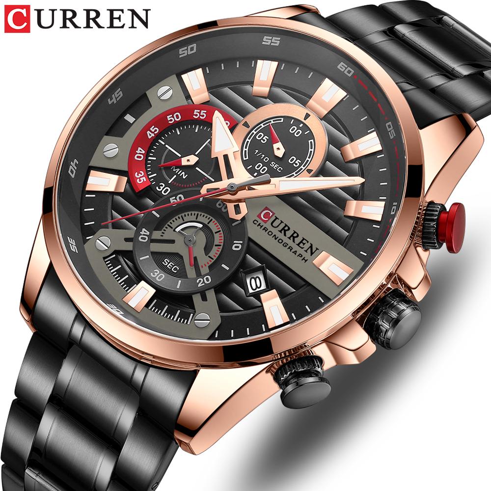 CURREN 8415 Sports Casual Quartz Wristwatches Auto Date Clock Male Reloj Chronograph Fashion Stainless Steel Men s Watch for Men CURREN 8415