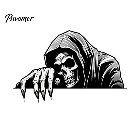 Universal Adhesive Decals Halloween Skeleton Car Sticker Peeking Decal for Window Bumper, Waterproof Vinyl Stickers Horror Skull Wall Laptop