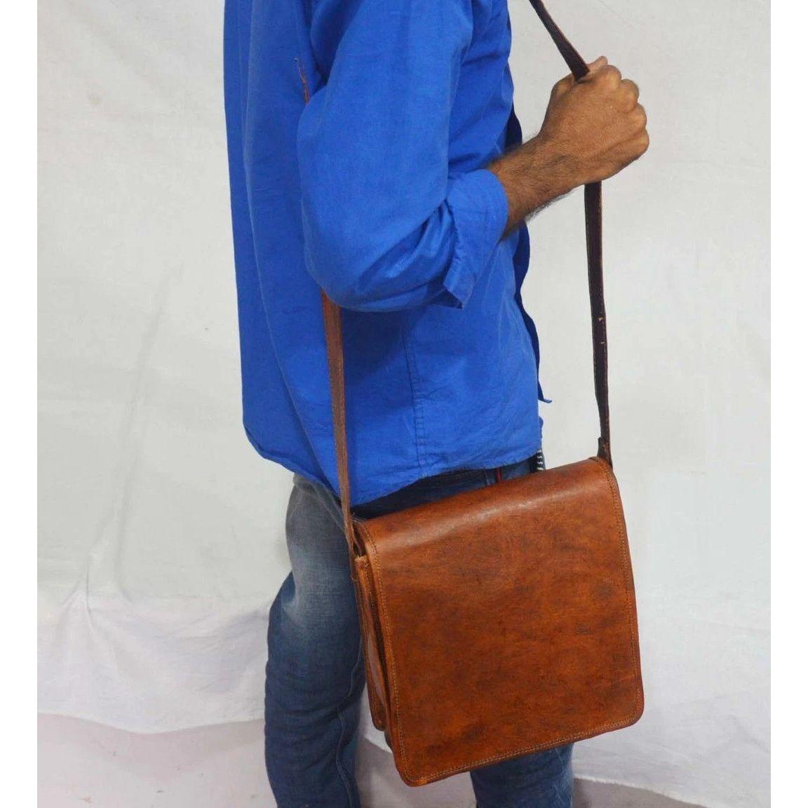 

Мужская знаменитая винтажная кожаная сумка-мессенджер, портфель для ноутбука, на плечо 13 x 10 x 4 in