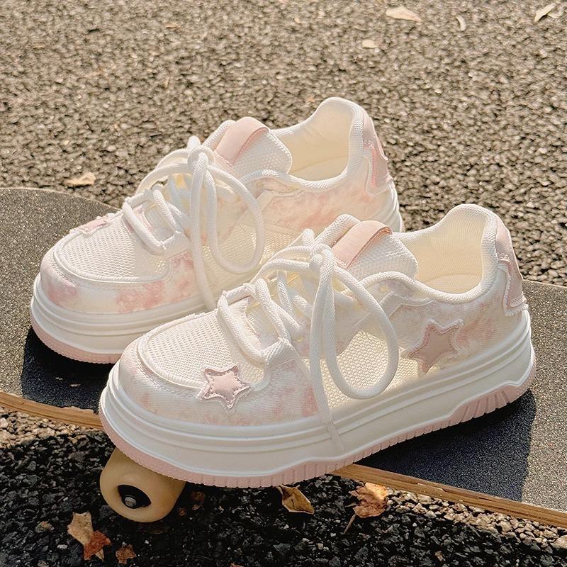 

Star board shoes women s mesh breathable 2025 new popular summer Korean version versatile student platform casual sports shoes 40 рожевий