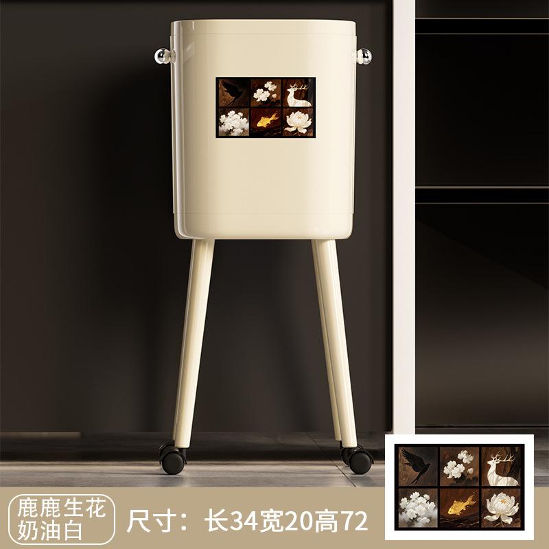 High-Capacity Standing Trash Can for Home Stylish No-Bending Kitchen Garbage Bin with Foot Pedal Wheel Mobile Design