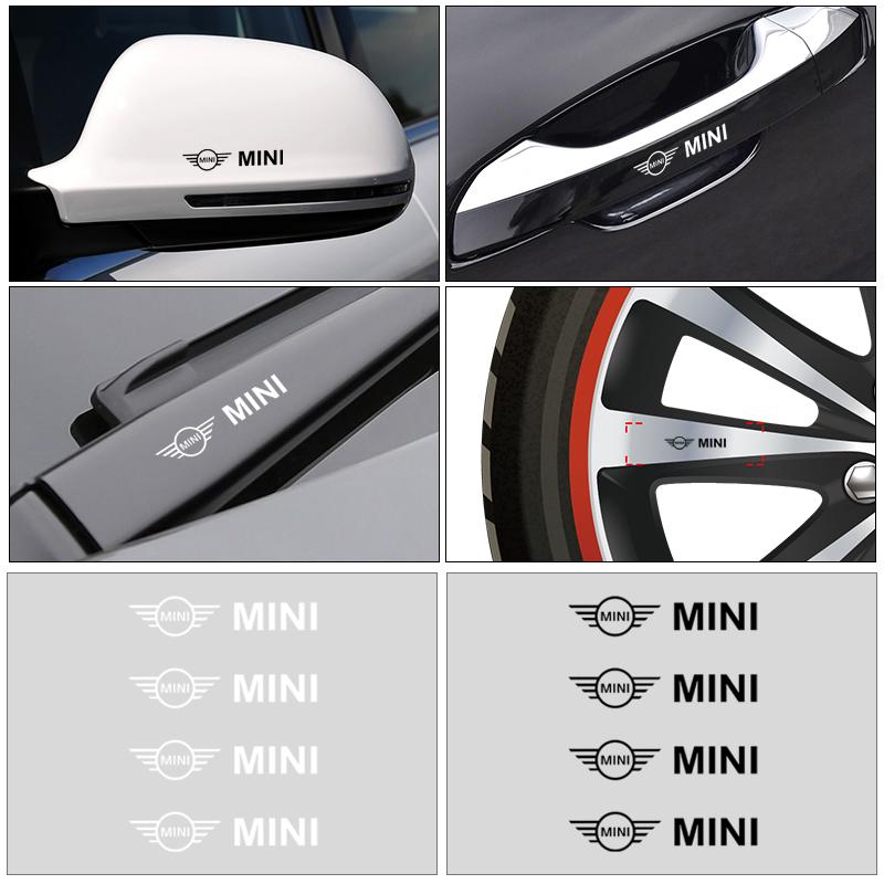 4 stk. Klistremerker for bildørhåndtak Dekaler for dekk og bakspeil For Mini Cooper One S Clubman R50 R53 R56 R60 F55 F56 R57 R58 R59