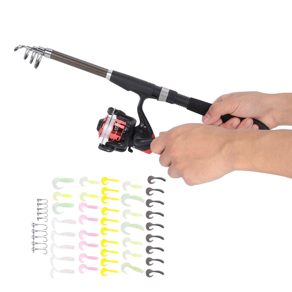 Telescopic Fishing Rod and Reel Combo Kit with Lure Outdoor Fishing Accessory with Carry on Bag