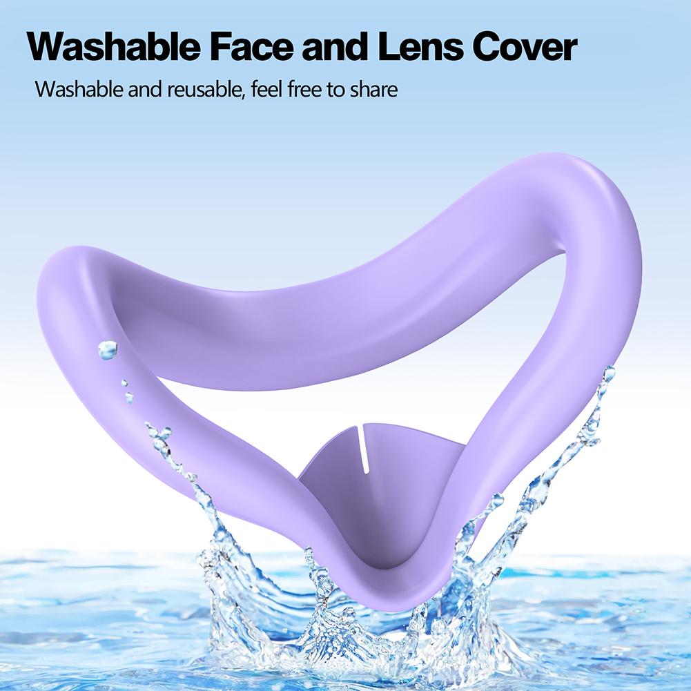 Silicone VR Face Cover Sweatproof Face Cushion with Anti-Leakage Nose Pad Face Cushion Pad Replacement for Meta Quest 3S