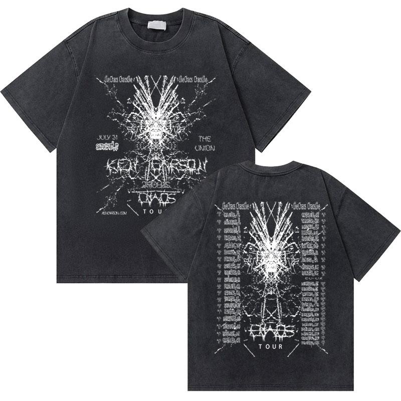 Washed Vintage Rapper Ken Carson Nad Destroy Lonely North America Tour Tshirt Men Hip Hop Loose Oversized T Shirts Short Sleeve