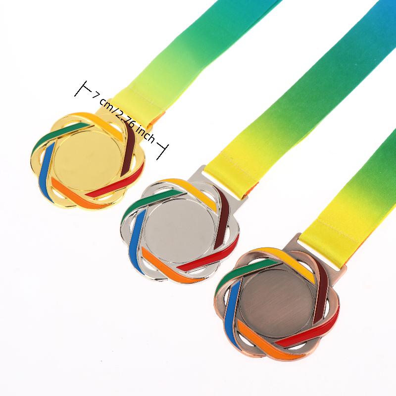 Gold Silver Bronze Metal Award Medals With Neck Ribbon For Sports Academics Competition